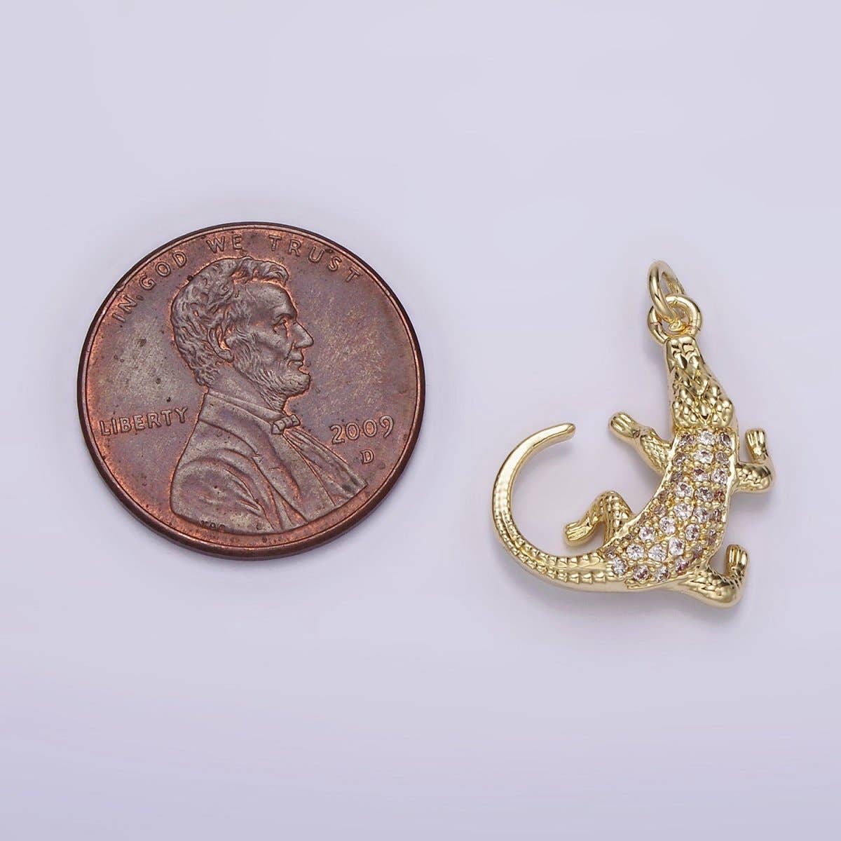 Aim Eternal - Wholesale Individual Charm/Pendant - 14K Gold Filled Alligator Crocodile Lizard Animal Micro Paved CZ Charm | AG2572