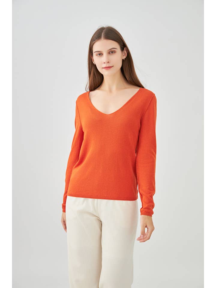 jw.atelier - Wholesale Knit Sweater - Women's - Cashmere silk V-neck sweater1