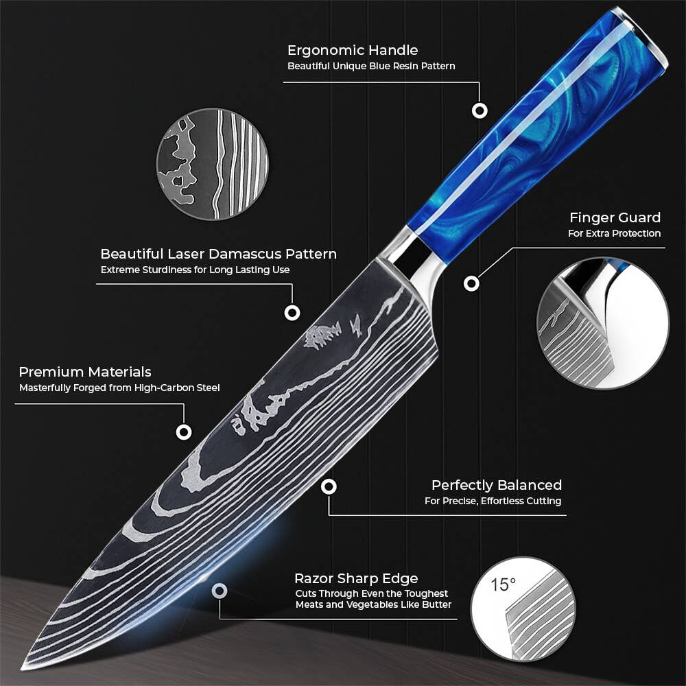 Senken Knives - Vendita all'ingrosso Set di coltelli - Set completo di coltelli da chef giapponesi «Cerulean» da 16 pezzi3