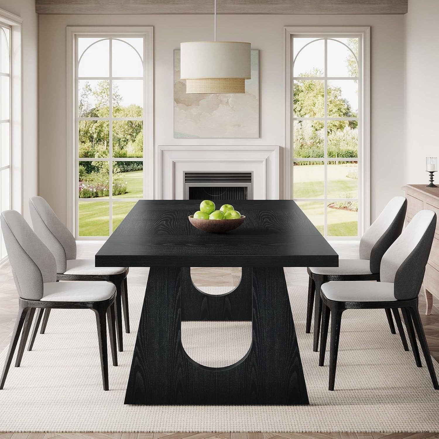 70.9 Inch Black Contemporary Rectangular Dining Table Seats 6 To 8 for wholesale on Faire3