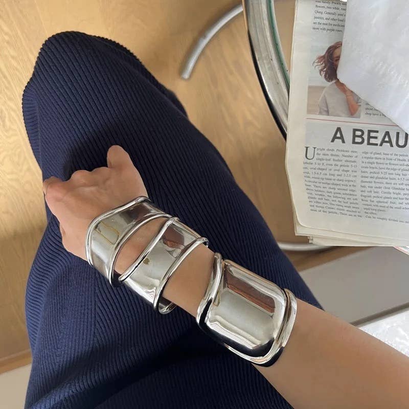 HoopLa – Pulseira de punho por atacado –  Pulseira Wonder Women Women Bone- Aço - Ouro 14K ou Prata3