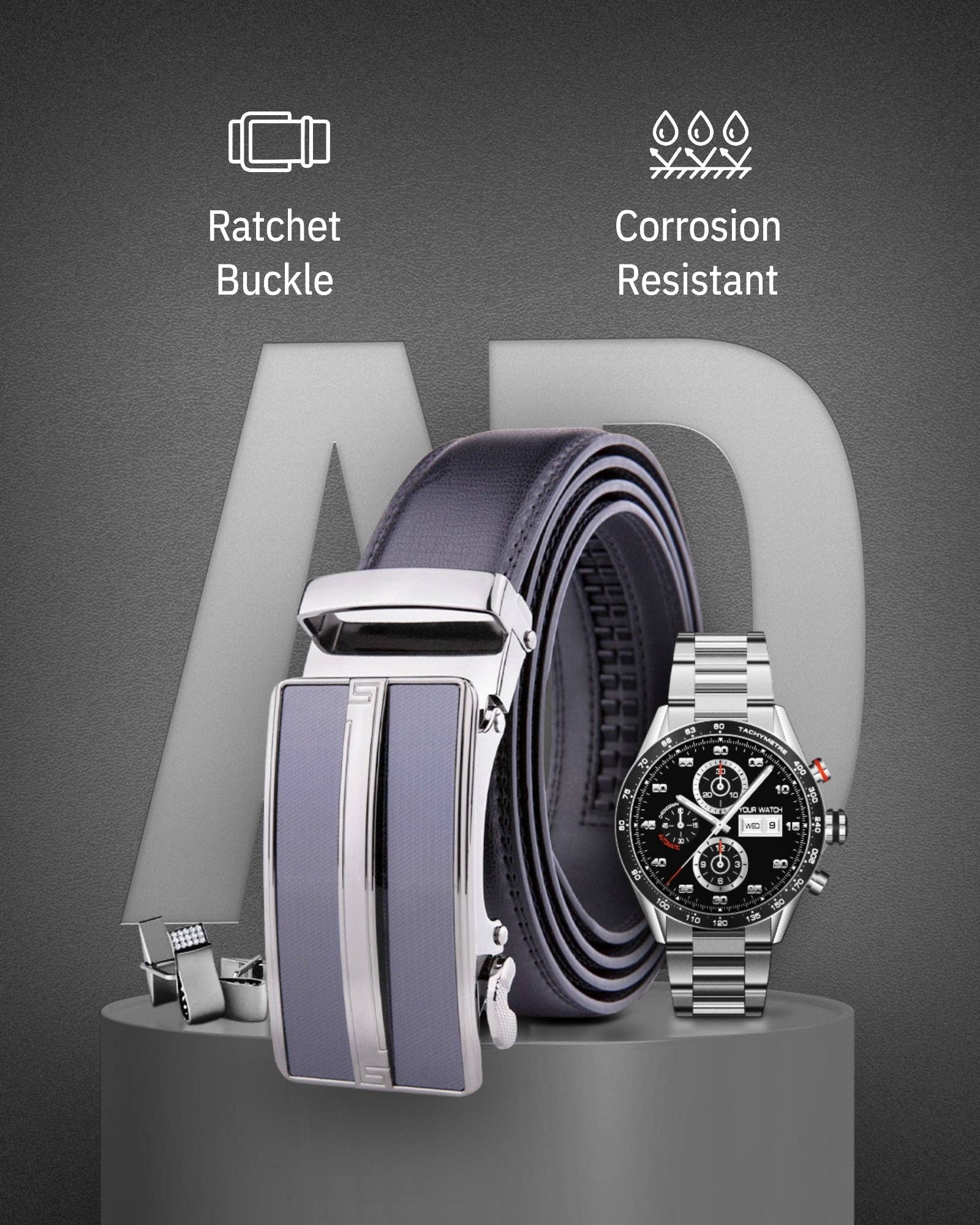 Access Denied Accessories - Venta al por mayor Cinturón - Hombre - Cinturones de Cuero con Trinquete para Hombre con Hebilla Deslizante Automática18