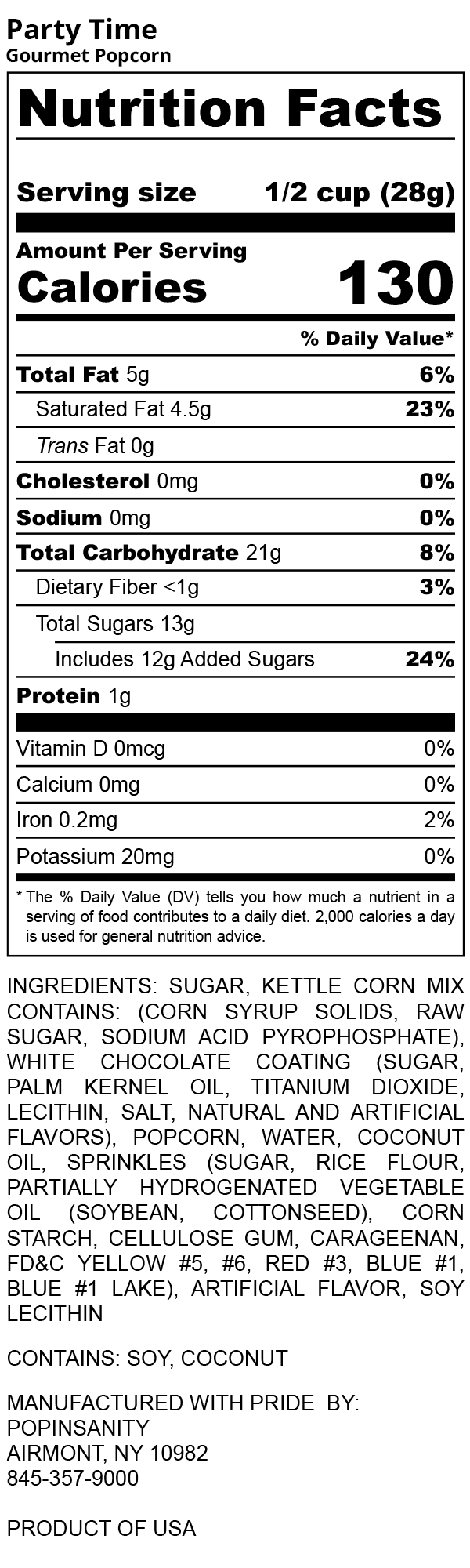Popinsanity Popcorn & Confections - Wholesale Popcorn - Party Time gourmet popcorn - verjaardagstaart smaak - zak van 170 g4
