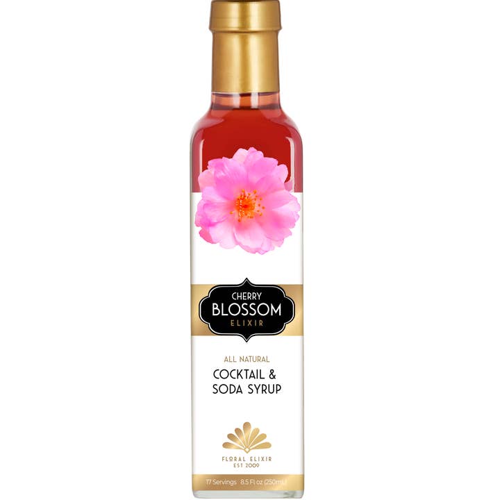 Cherry Blossom Elixir. All Natural Cocktail & Soda Syrup. for wholesale by Floral Elixir Co.