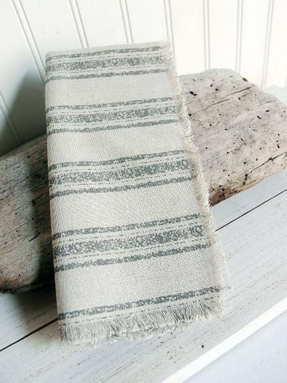 Packaging Decor - Wholesale Placemat - Linen Square Placemats with Fringed Edges Bold Gray Stripes2