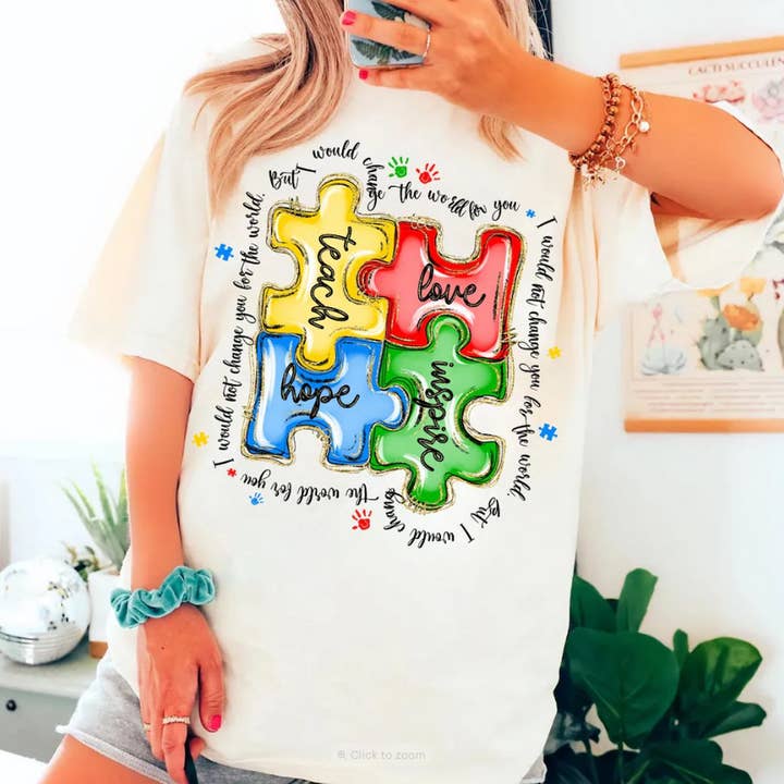 Black Glitter Puzzle Autism Shirt, Autism Awareness Shirt, Autism for wholesale on Faire0