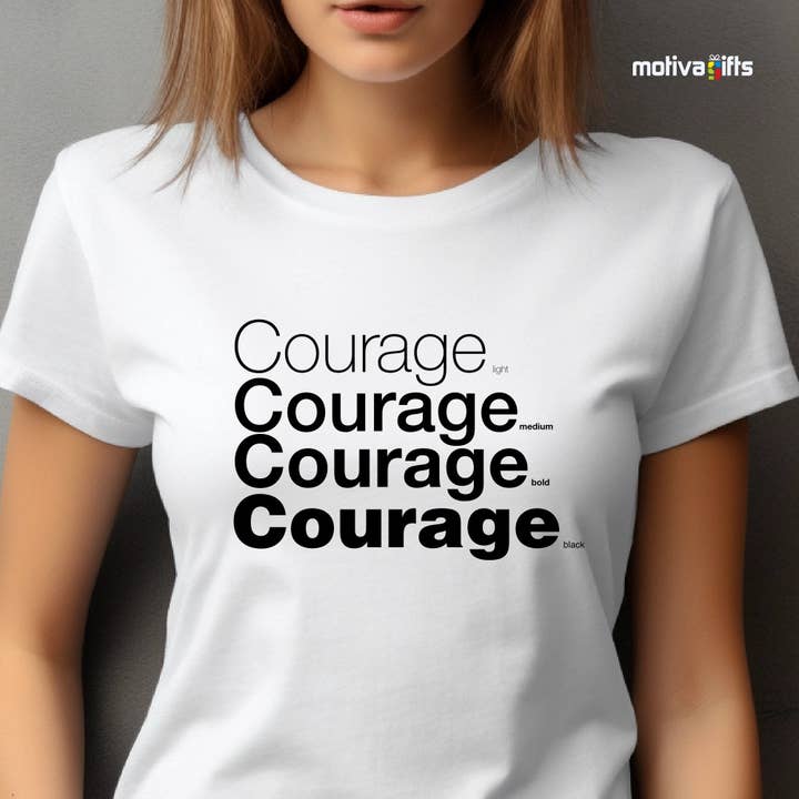 Camiseta de la colección Palabras Negras de Courage para venta al por mayor de Motiva Gifts