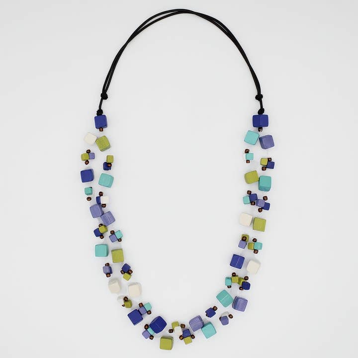 Sylca Designs - Wholesale Beaded/Pearl Necklace - Shades of Blue Lia Floating Bead Necklace