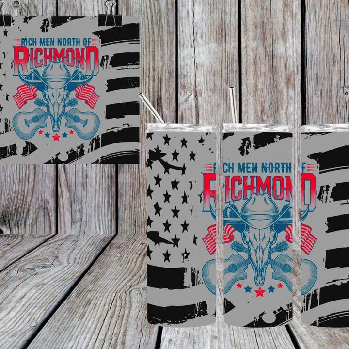 RICH MEN NORTH OF RICHMOND TUMBLER for wholesale by Mama’s Grit and Grace