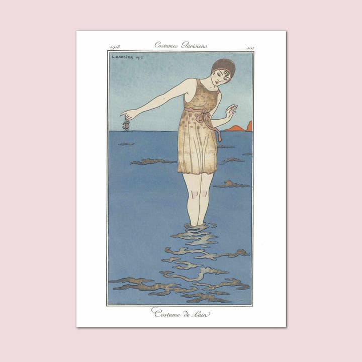 Costume de Bain George Barbier Estampa de moda francesa vintage por atacado de Holland Road Prints
