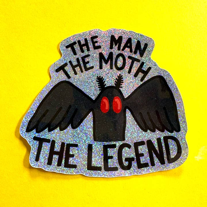 Mothman Glitter Vinyl Sticker for wholesale by Raspberry Cloud Studio