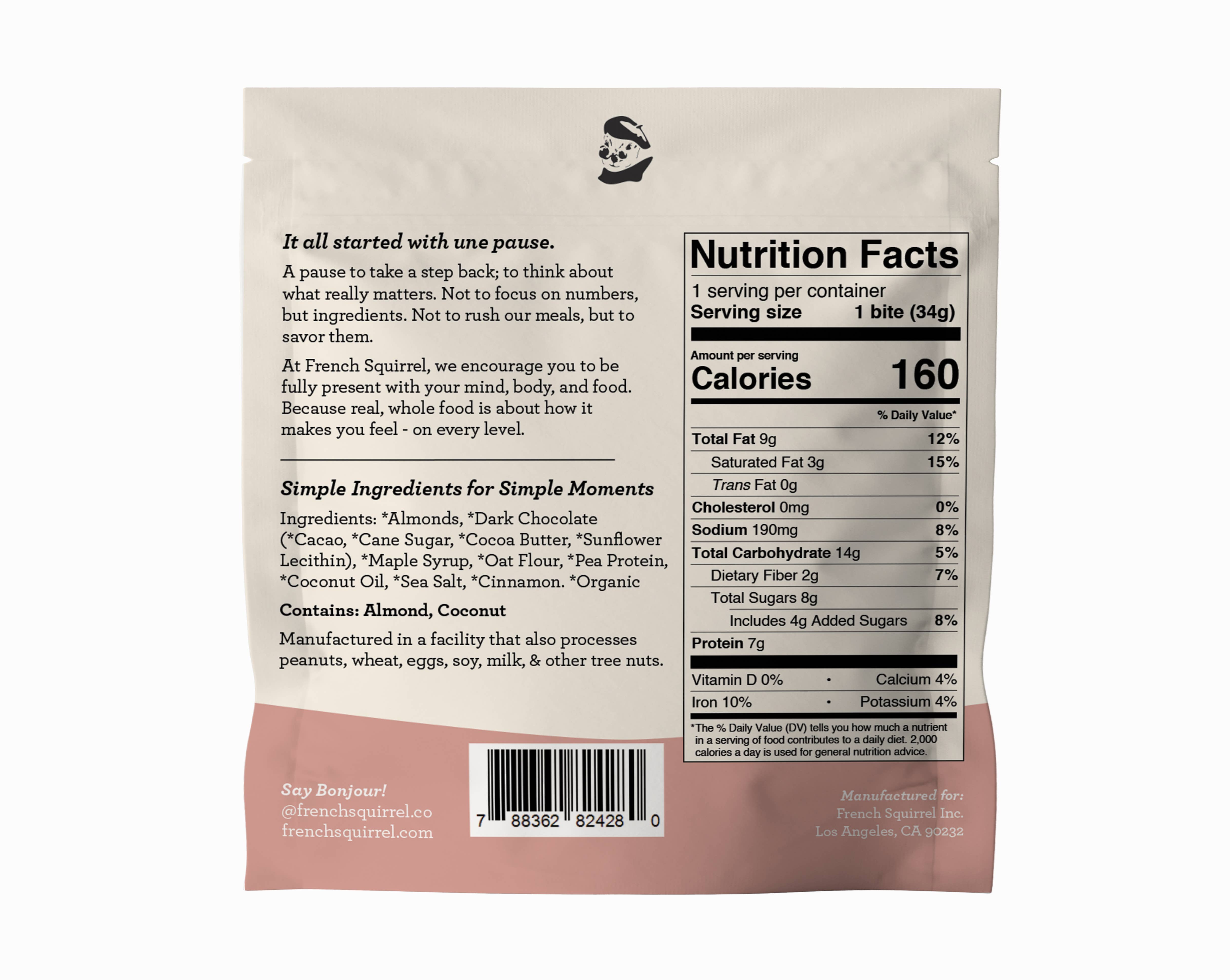 French Squirrel - Wholesale Snack Bar - Berets Almond Butter Chocolate Protein Bites (8 PACK)1