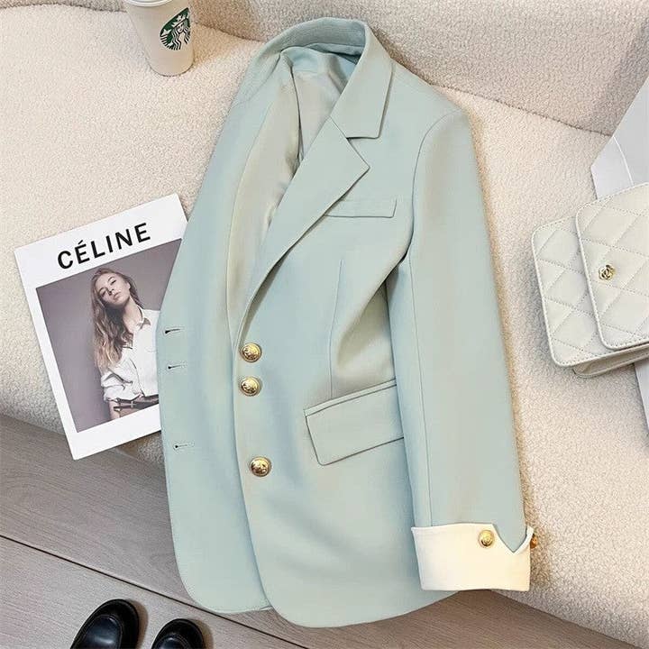 Sheer Trend - Wholesale Blazer - Women's - Metal Buckle Casual And Stylish Blazers