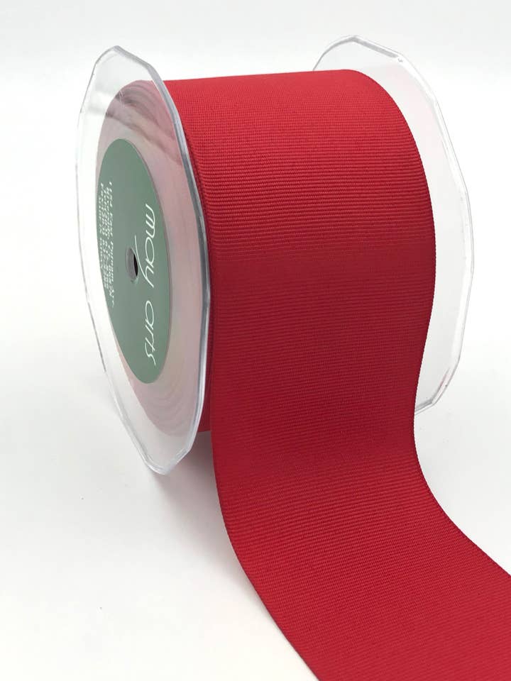 Ruban gros-grain classique tissé rouge 225 deniers de 2,5 po pour la vente par May Arts Ribbon