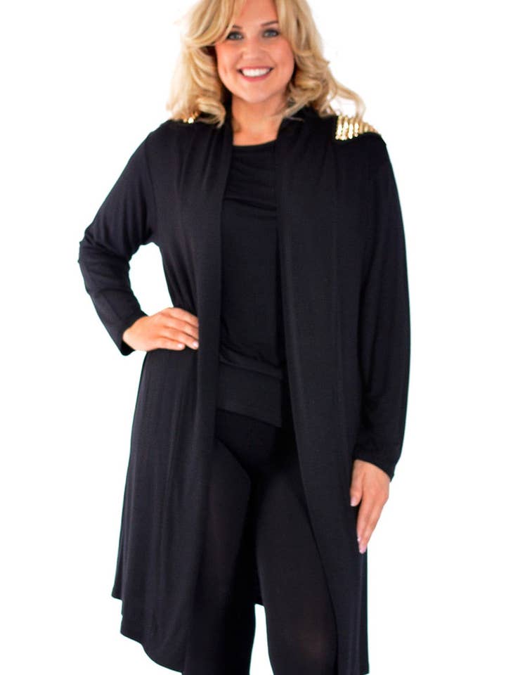 3010 Offene Front Nieten Militär Strickjacke für den Großhandel von NOUVELLE