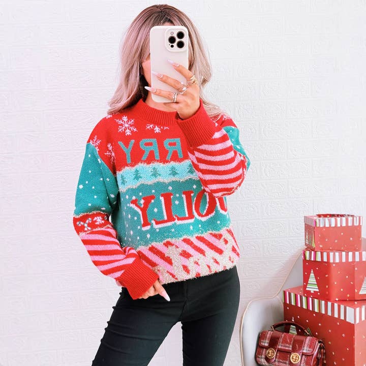 Christmas Color Block Jacquard Pullover Sweater N5A624 for wholesale by alberalkirk