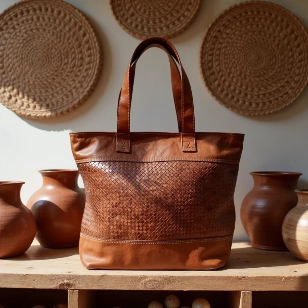 High crafty – wholesale Tote bag – Women's – Handwoven Leather Handbag – Artisan-Made in Morocco3