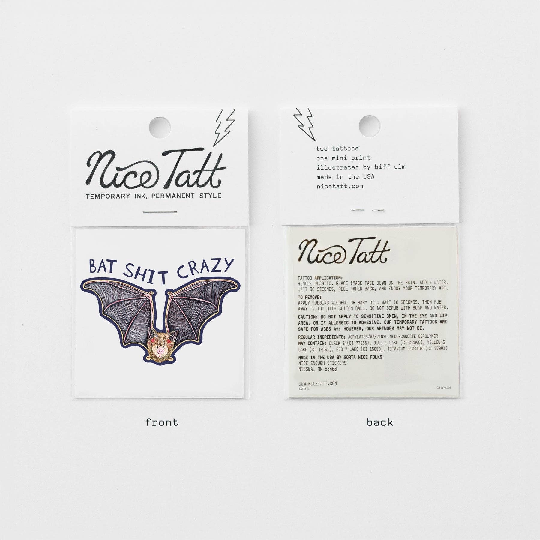 Nice Enough Stickers - Wholesale Temporary Tattoo - Bat Shit - Temporary Tattoo1