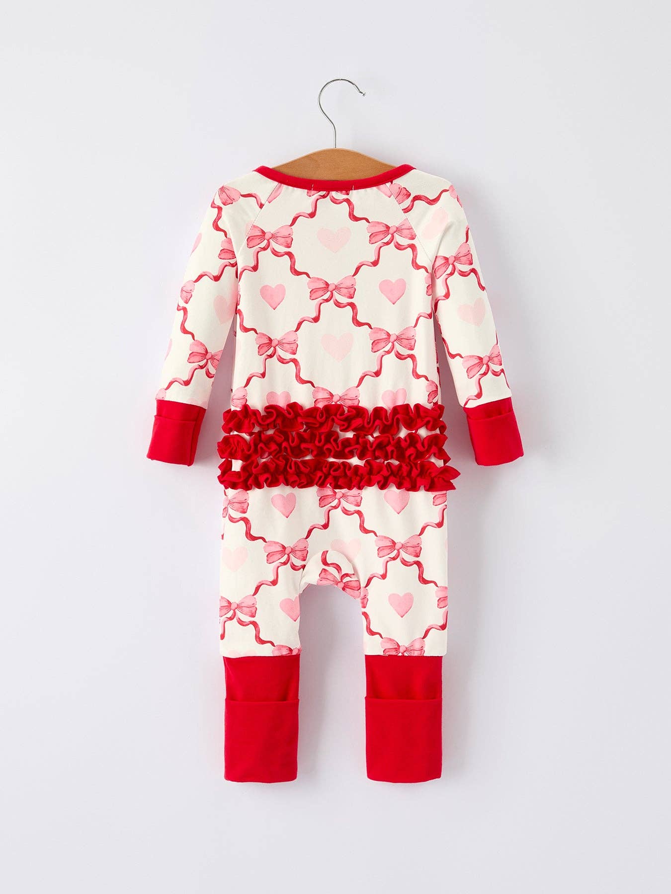 Rylee Faith Designs - Wholesale Rompertje - Baby - Valentijnsdag Baby Meisjes Romper met Hart- en Strikprint6