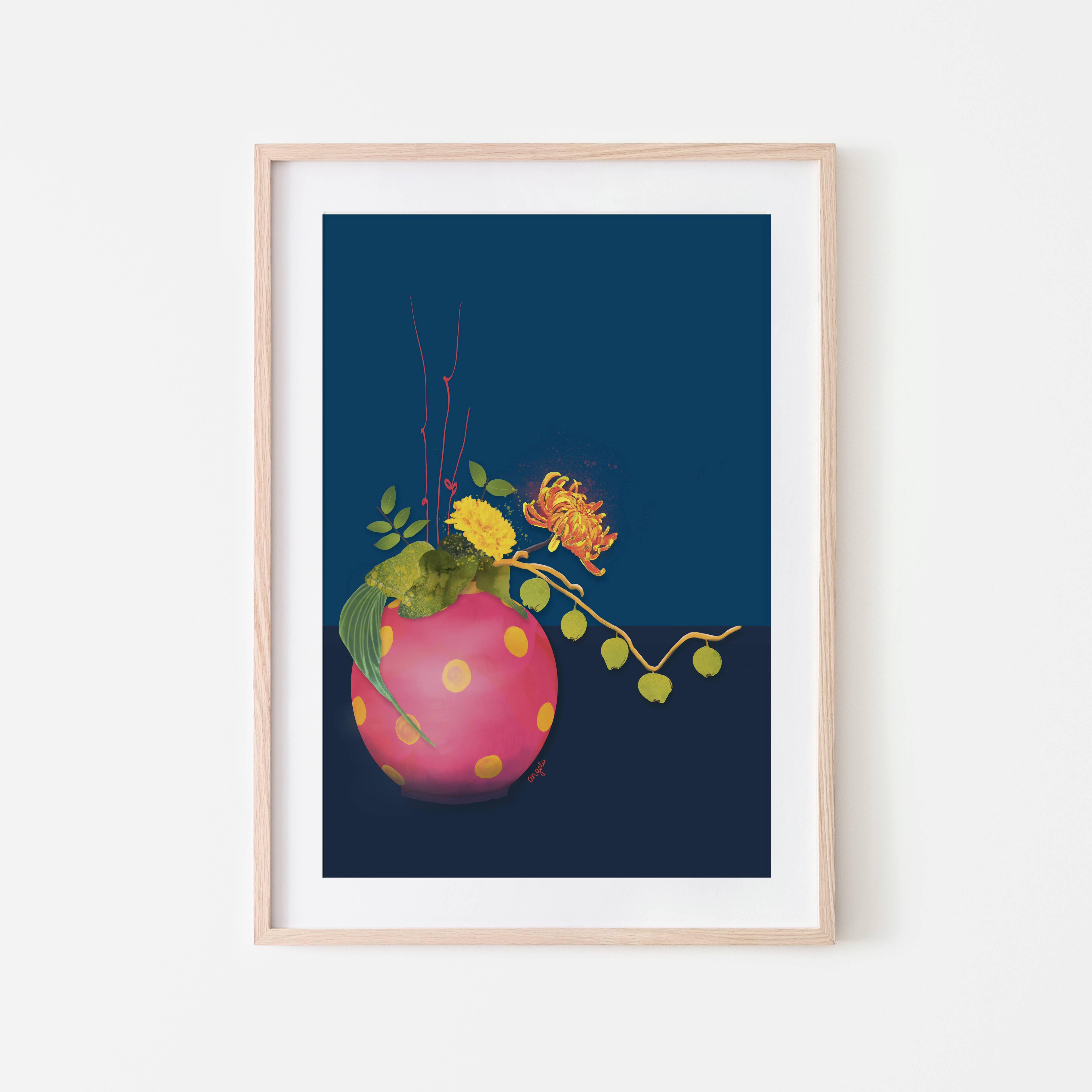 Studio Angelart - Wholesale Poster - Flowers on pink ball vase art print2