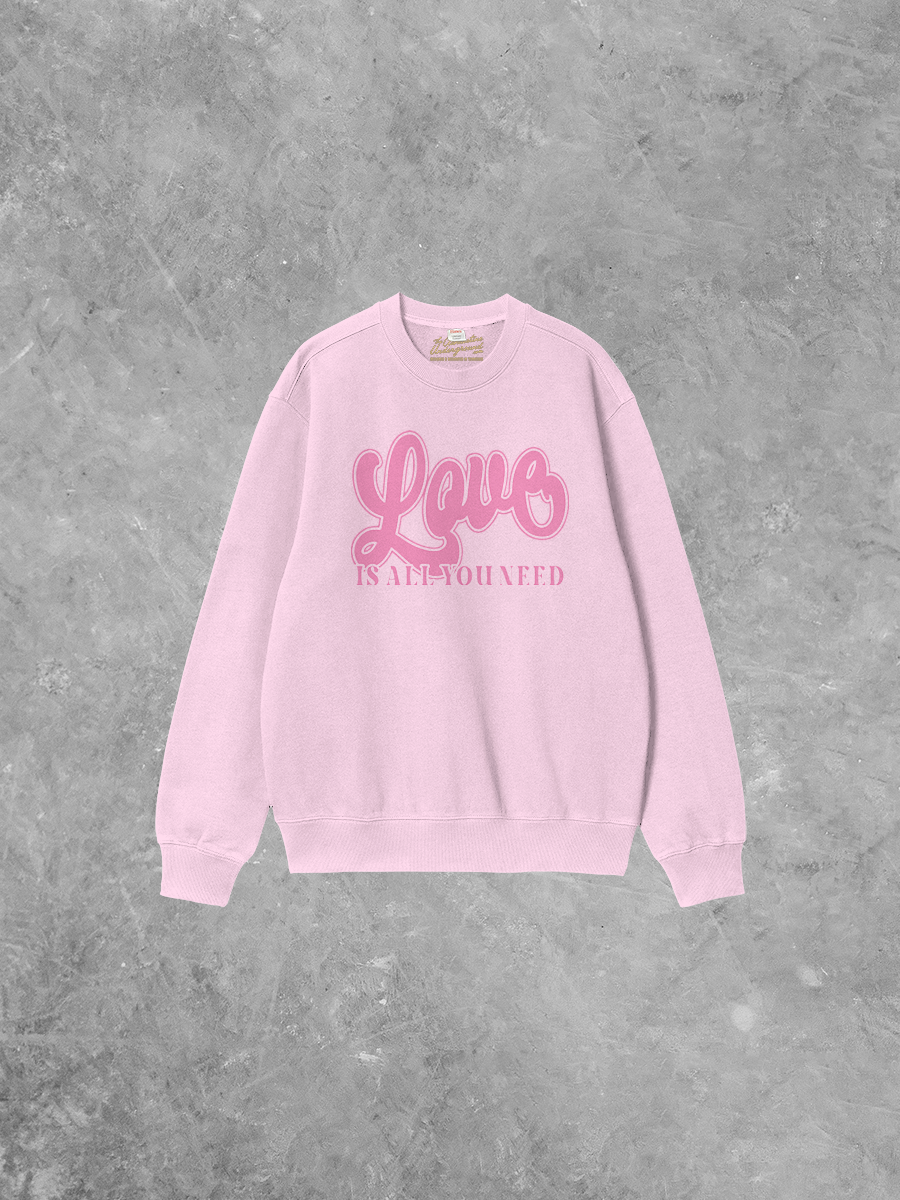 The Clandestine Underground - Wholesale Graphic Sweatshirt - Women's - Love Is All You Need Boxy Cotton 90's Sweatshirt0