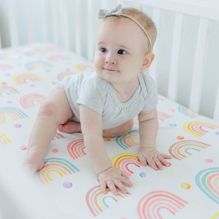 Standard Size Fitted Crib Sheet - Rainbow for wholesale by Honey Lemonade- Minky Baby Blankets and Gifts