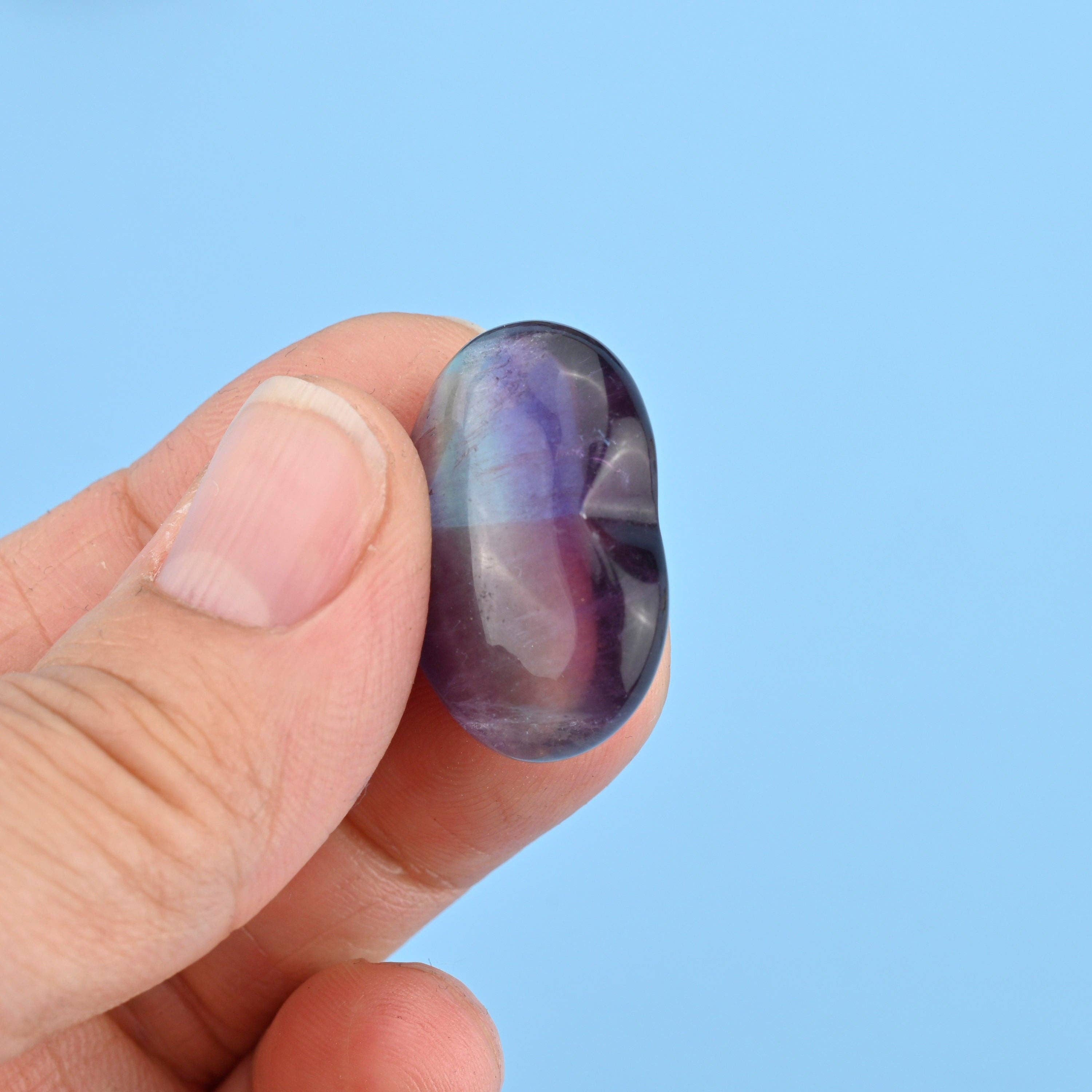 ilovebeadsusa - Vente Pierre et cristal de spiritualité - Pierre précieuse en forme de cœur gonflé sculptée en fluorite naturelle de 25 x 20 mm3