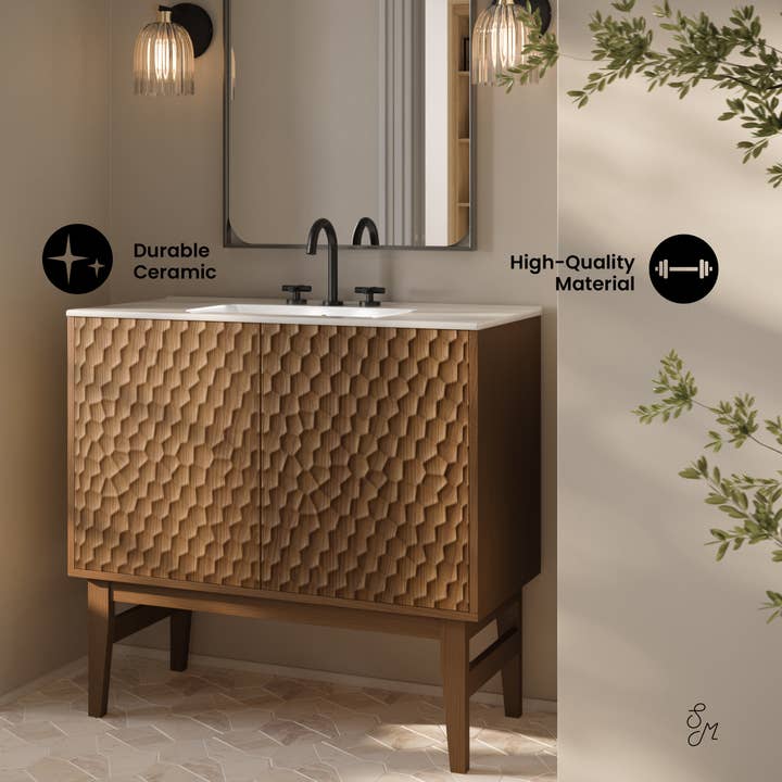 Swiss Madison - Wholesale Cabinet - Bosse Freestanding Bathroom Vanity Brown Oak with Sink Top3