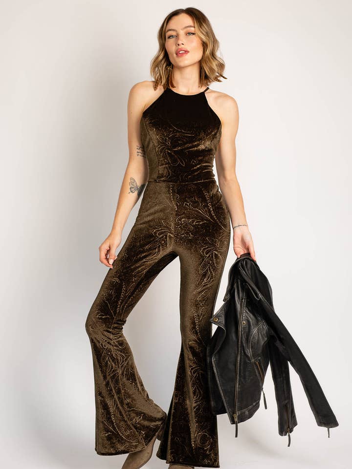 Gene Jumpsuit in Donker Olijf voor wholesale door Joyfolie