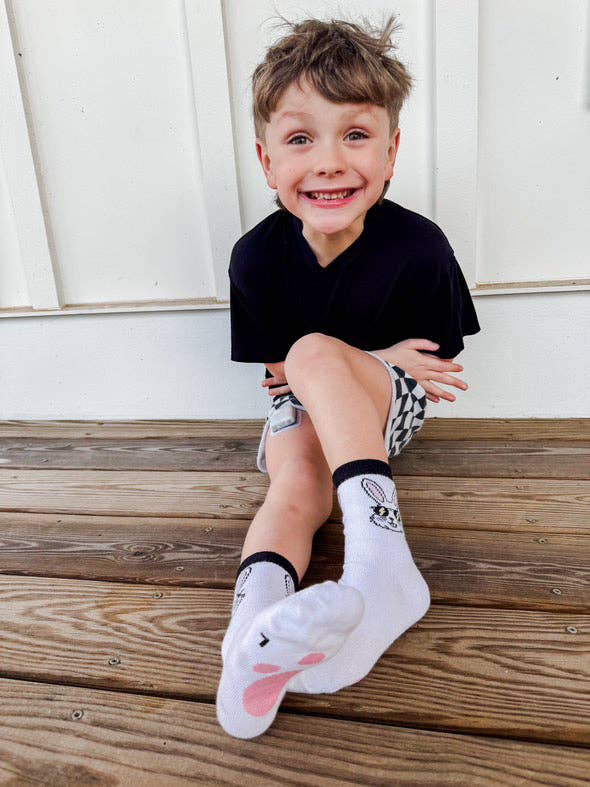 Kickin it up Socks - Wholesale Socks - Kids - Rad Bunny with Pink Bunny Foot8