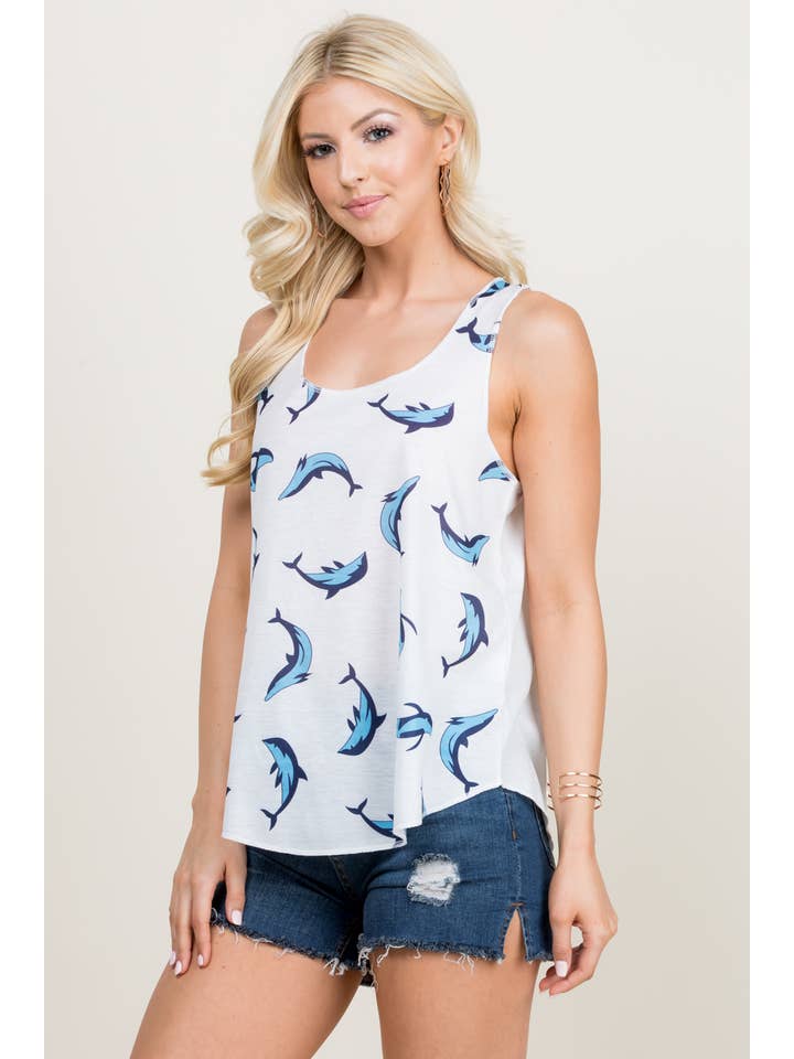 LA Soul - Wholesale Tank Top - Women's - Dolphin Print Graphic Tanktops2