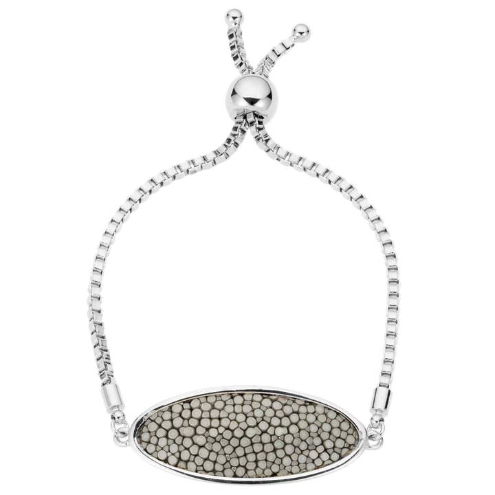 Bracelet en galuchat - Style amitié ton argenté pour la vente par VIVO