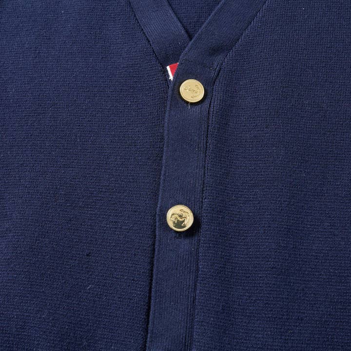 Bleu foncé Cardigan en laine brodé serpent JK201 – Style décontracté à col en V en vente sur Faire3