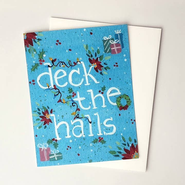 Deck The Halls | Floral Holiday Greeting Card for wholesale by Correspondence Paper Company
