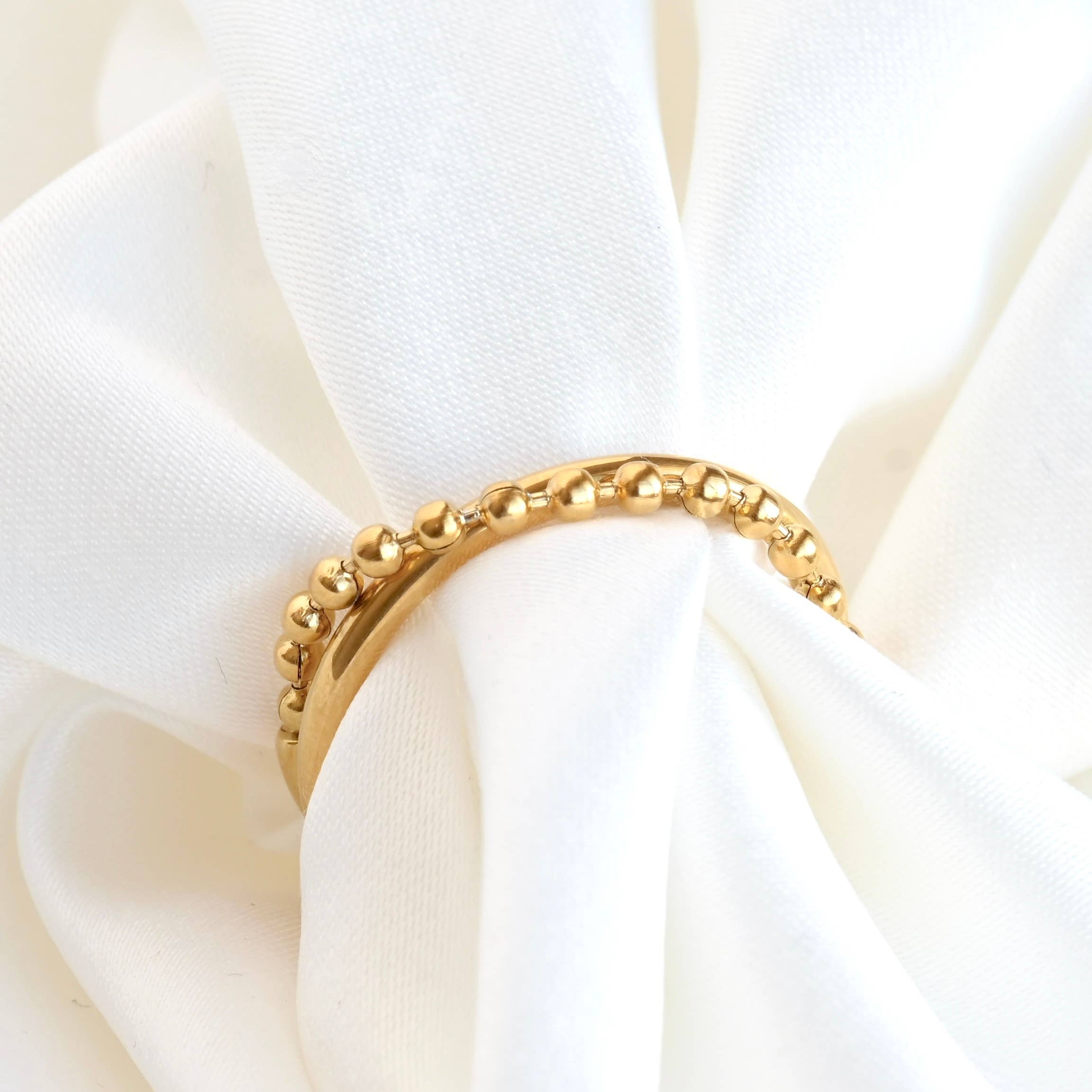 Blueyejewelry – Großhandel Band/Stapelring – Halbe Kette X Ring - Edelstahl Gold Kreuzring4