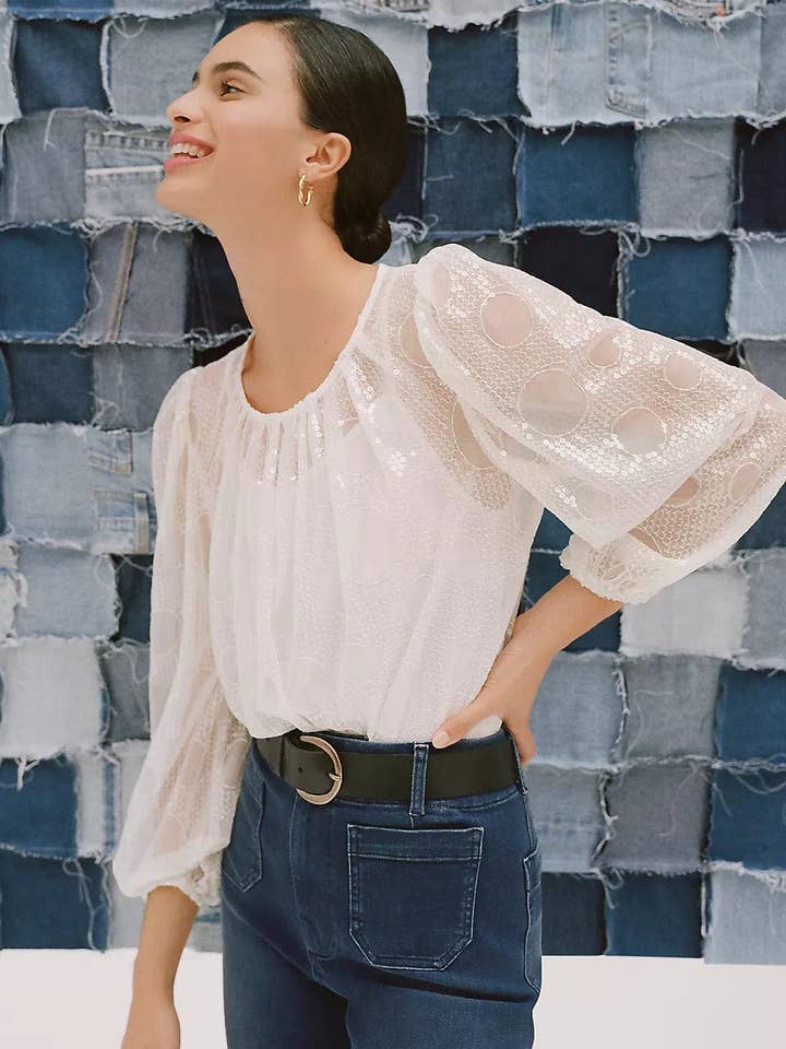 Pure blouse met lovertjes voor wholesale door Eva Franco