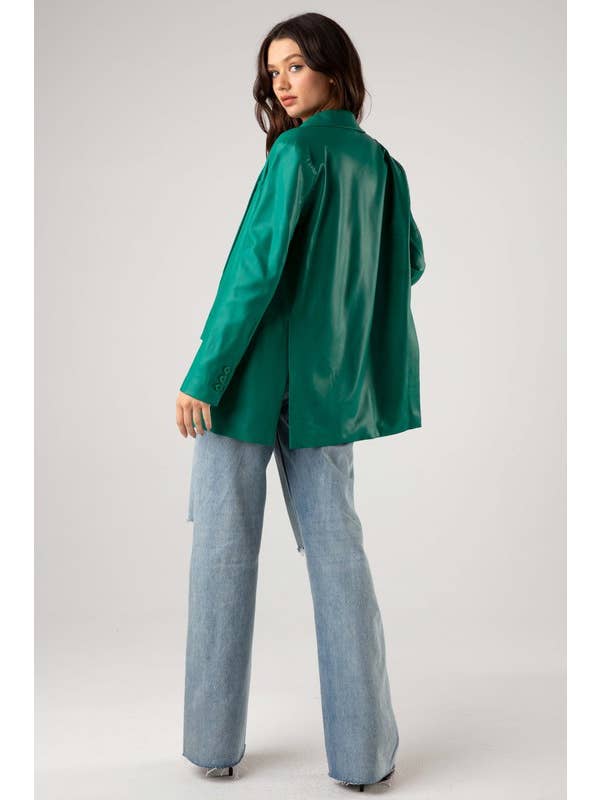 House of E ATL LLC - Wholesale Blazer - Women's - Vegan Leather Oversized Blazer -HOEA7914