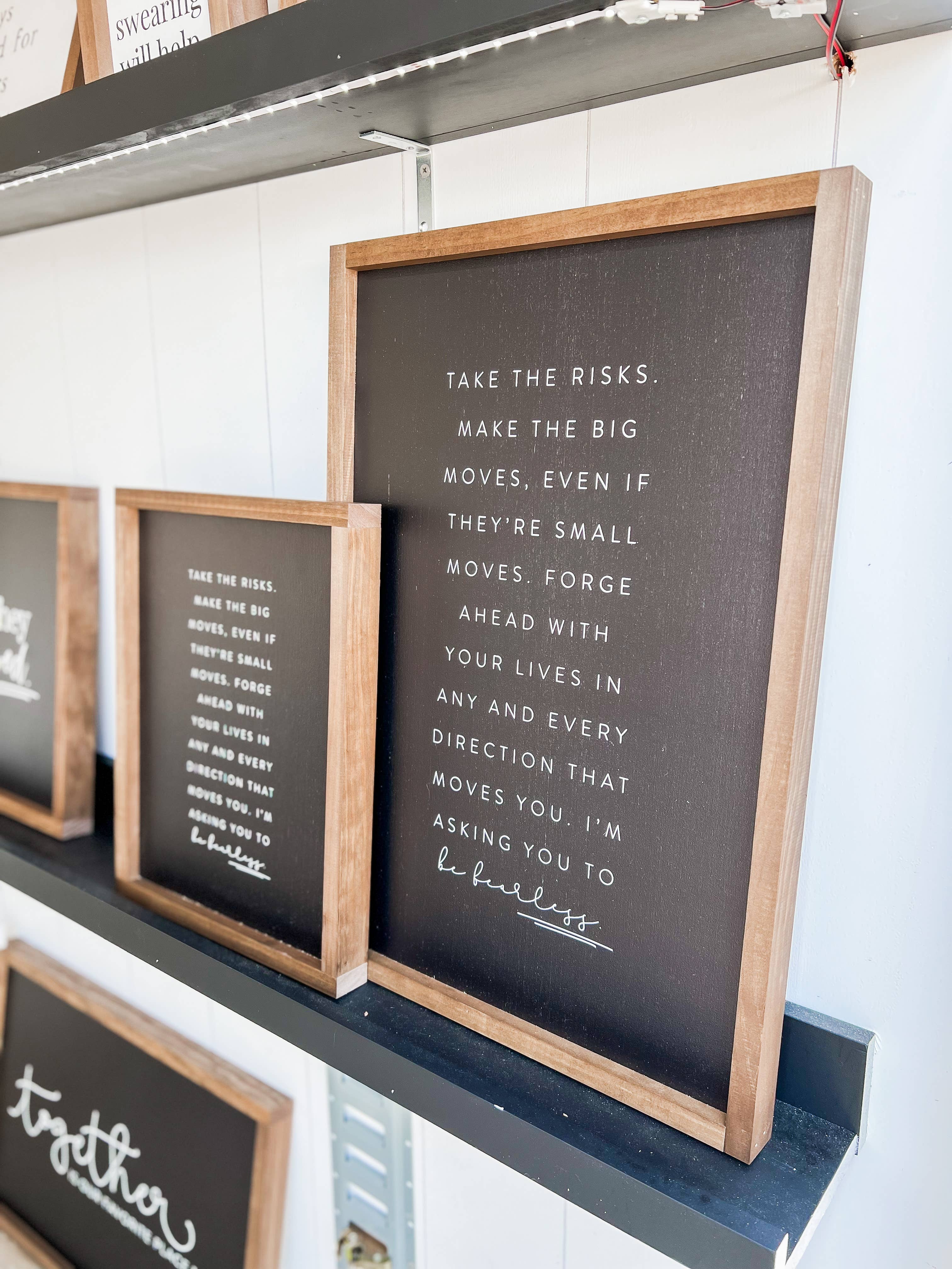 Lily and Sparrow - Wholesale Sign - Take the Risks | Handmade Wood Sign, Wall Art4