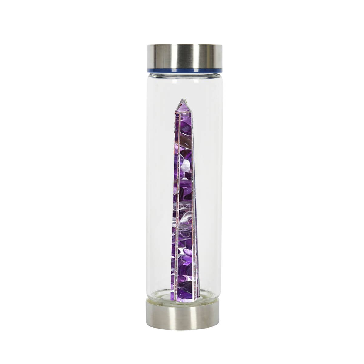 The Psychic Tree - Wholesale Water Bottle - Crystal Water Bottle (Glass) - Amethyst & Clear Quartz0