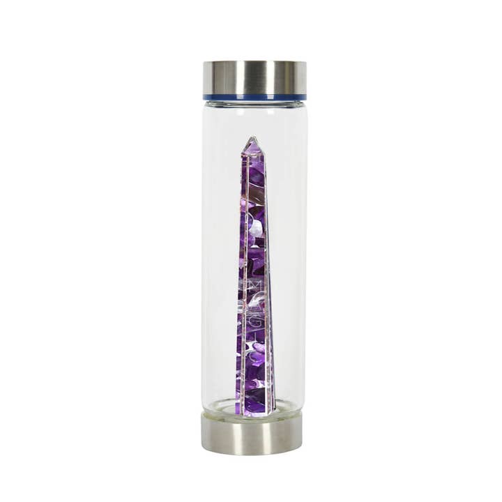 Bewater Magic Clarity Glass Bottle - Amethyst and Rock Crystal for wholesale by The Psychic Tree