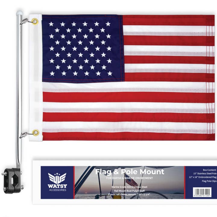 12x18 i Amerikansk USA Båd Flag Med Pole Kit Cabin Waterpr for engroshandel hos WATSY