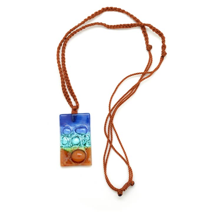 Dunitz & Company - Wholesale Pendant/Charm Necklace - Rectangle Glass Pendant Necklace - Handmade2