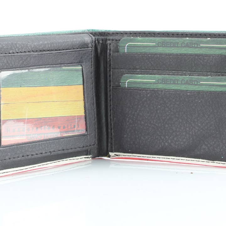 Leather Impressions Inc – Engroshandel Tegnebog – til mænd – Rasta Flag Vegansk Læder Bi Fold Wallet # VL 648