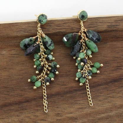 Pretty Persuasions - Wholesale Dangle Earrings - E24265 Stone Dangle Drops Stainless Steel Earrings0