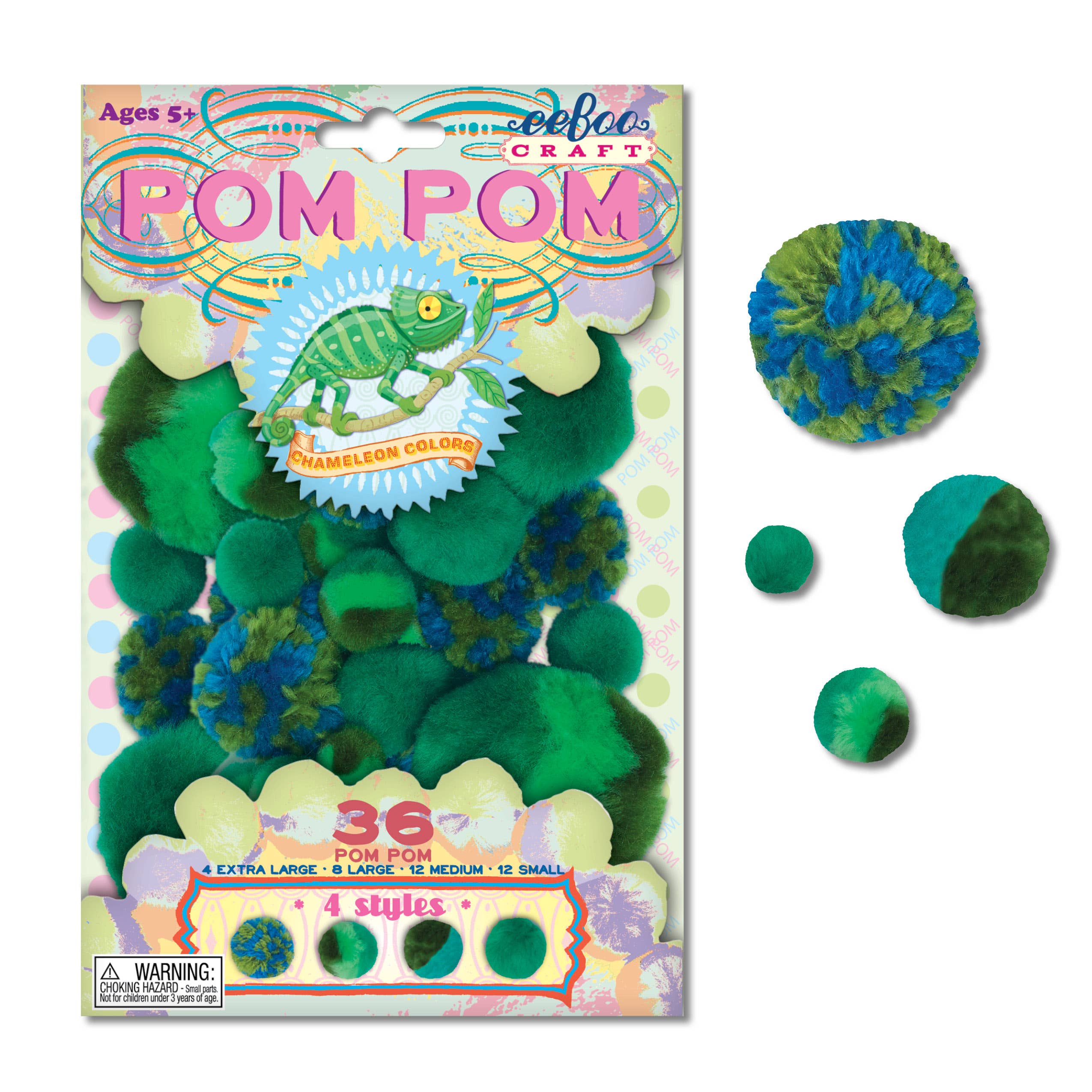 eeBoo - Wholesale DIY Craft Kit - Kids - Chameleon Pom Pom DIY Craft Kit for Kids3