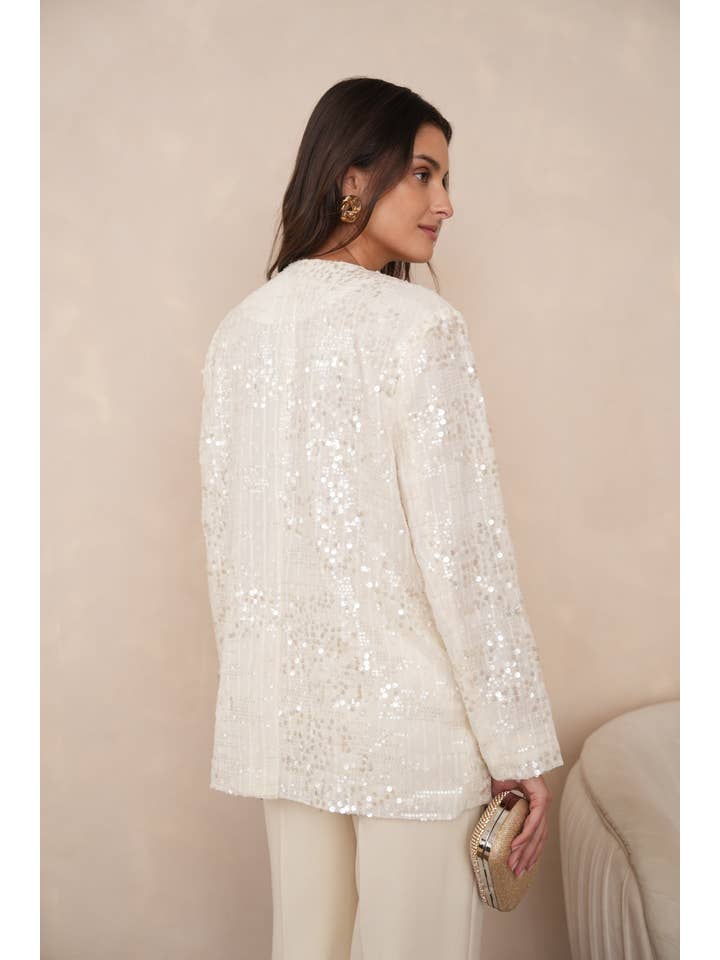 Ecru 2-in-1 Sequin Dress Jacket - CK08349 for wholesale on Faire