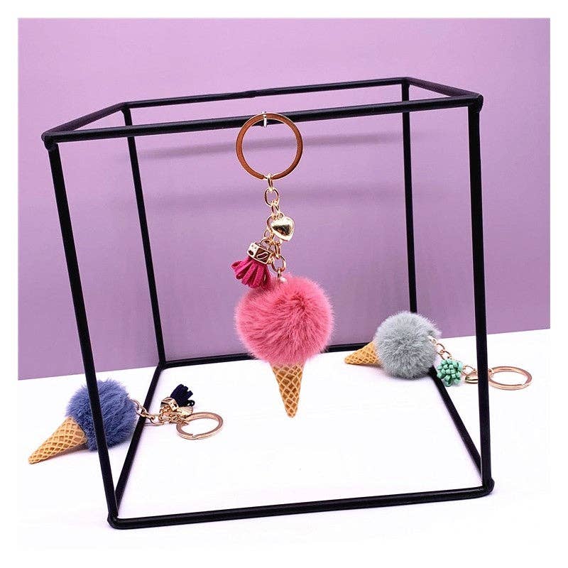 UZ Wholesale Store – wholesale Keychain – Women's – Cartoon Plush Ice Cream Cone Keychain Pendant1