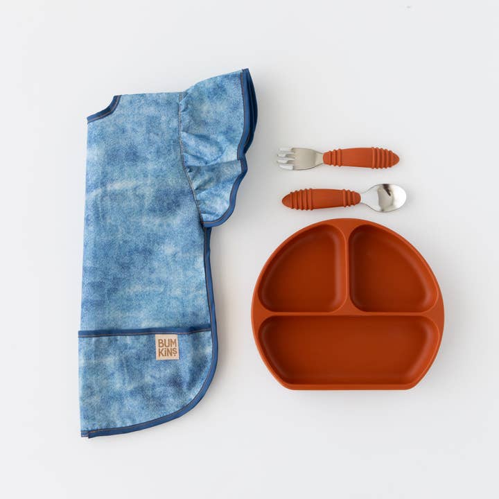 Bumkins - Wholesale Bib - Baby - Ruffle Apron Bib: Crushed Denim5