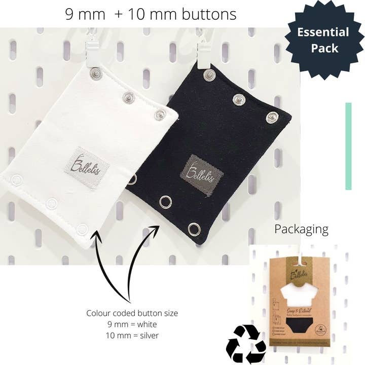 2 x Snap & Extend® Bodysuit Extender Wit+Zwart voor wholesale door Bellelis Australia