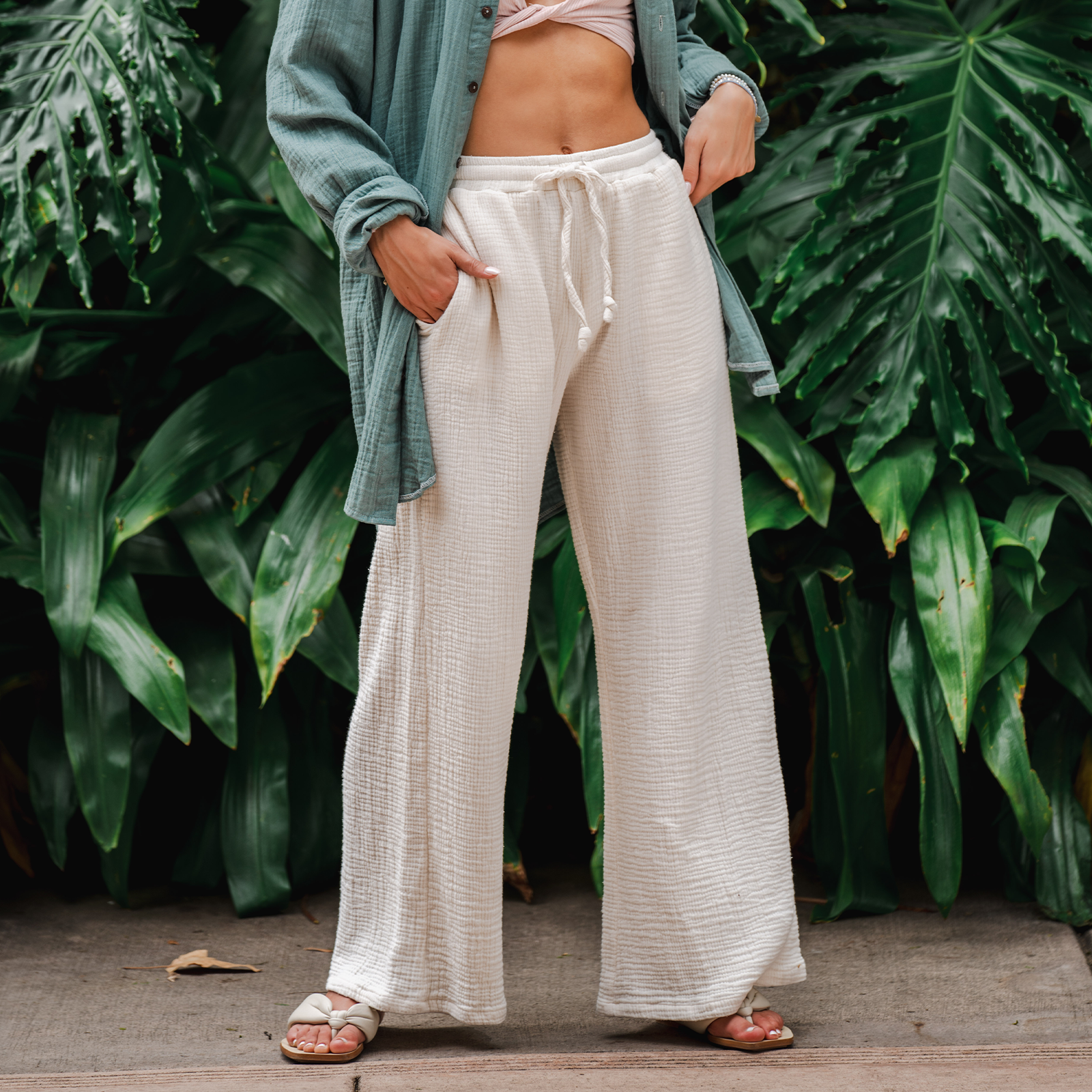 Lotus and Luna - Wholesale Pants - Women's - Cream Cabana Pants7